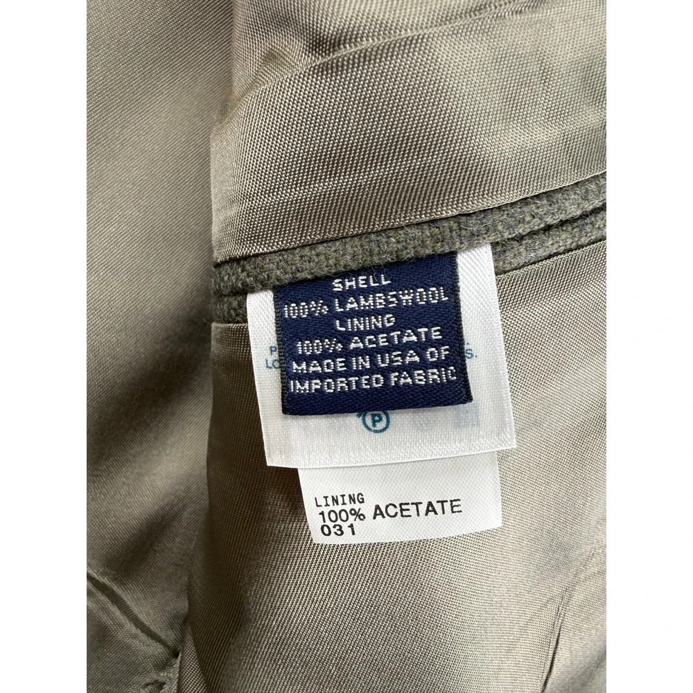 42L Lands End Mens 3 Button Pure Lambswool Blazer Sport Coat Jacket Gray/Green